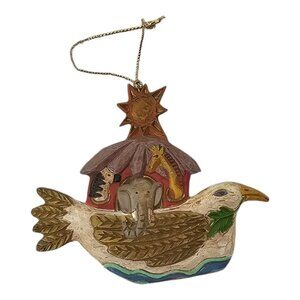 Noahs Ark Peace Dove Star Christmas Ornament Holiday Resin Vintage MCM Decor